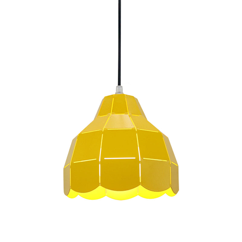 Black/Gray/White/Yellow/Blue Folded Pendant Light Modern Nordic Metal 1 Light Dining Room Hanging Lamp