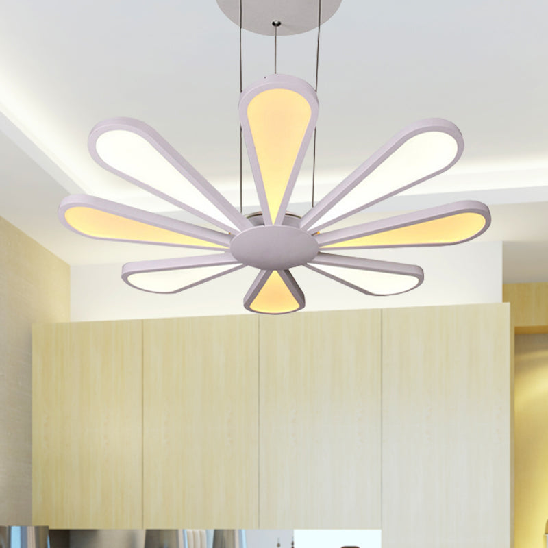 Petal-Shaped Dining Room Chandelier Pendant Acrylic 1 Light Modern Ceiling Hung Fixture in Warm/White Light