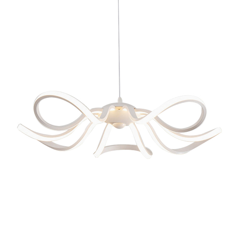 Petal Chandelier Lamp Modern Acrylic Single Light White Ceiling Pendant in White/Warm Light