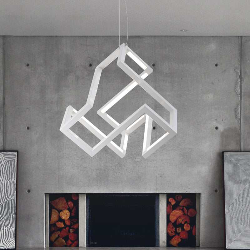 Black/White Geometric Hanging Light Nordic Stylish LED Metallic Pendant Chandelier Light for Bedroom
