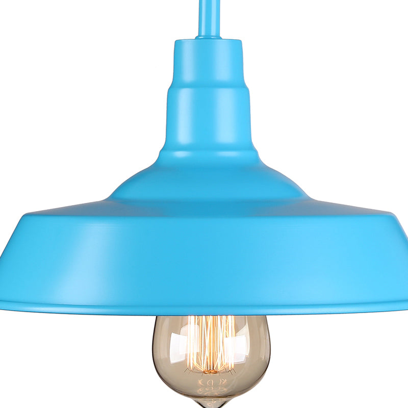 Industrial Stylish Barn Wall Sconce Lamp 1 Bulb Metallic Sconce Wall Lighting with Gooseneck Arm in Blue/Pink, 10"/14" Wide