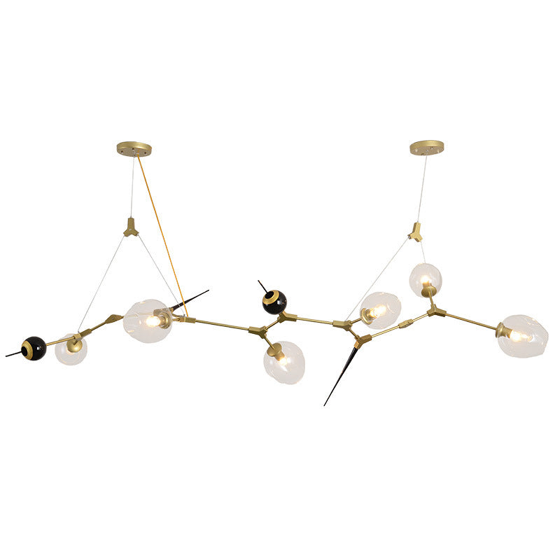 6/10 Lichter Kronleuchter modernistischer Gold Suspension Anhänger mit Blase Clear Glass Shade