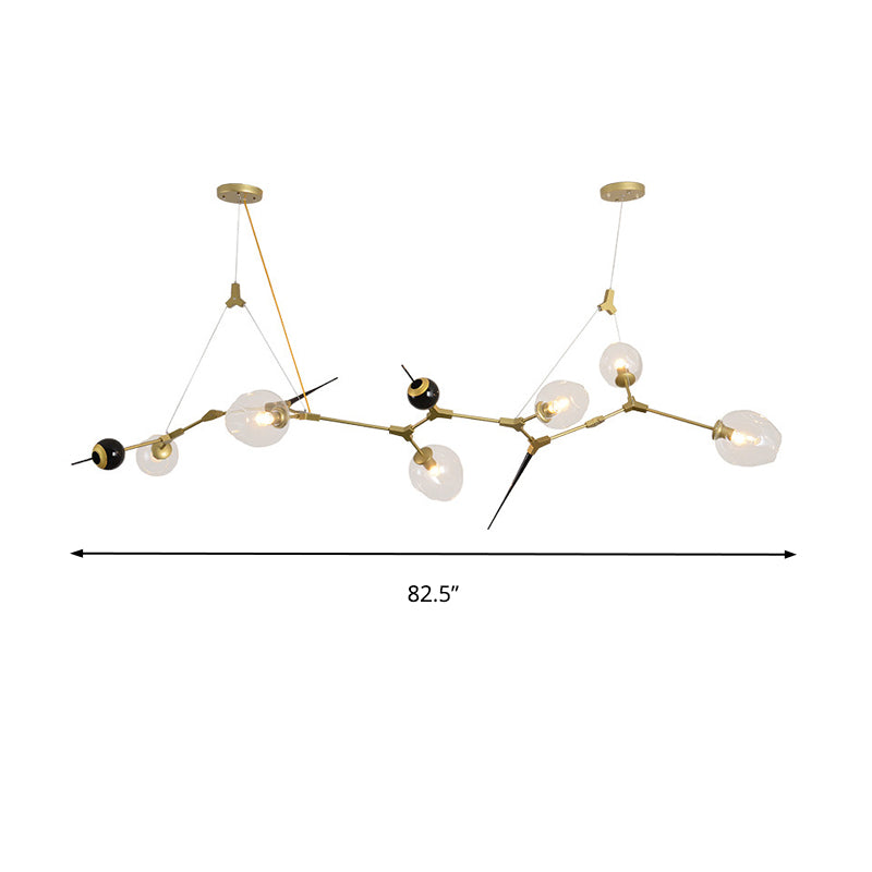 6/10 Lichter Kronleuchter modernistischer Gold Suspension Anhänger mit Blase Clear Glass Shade
