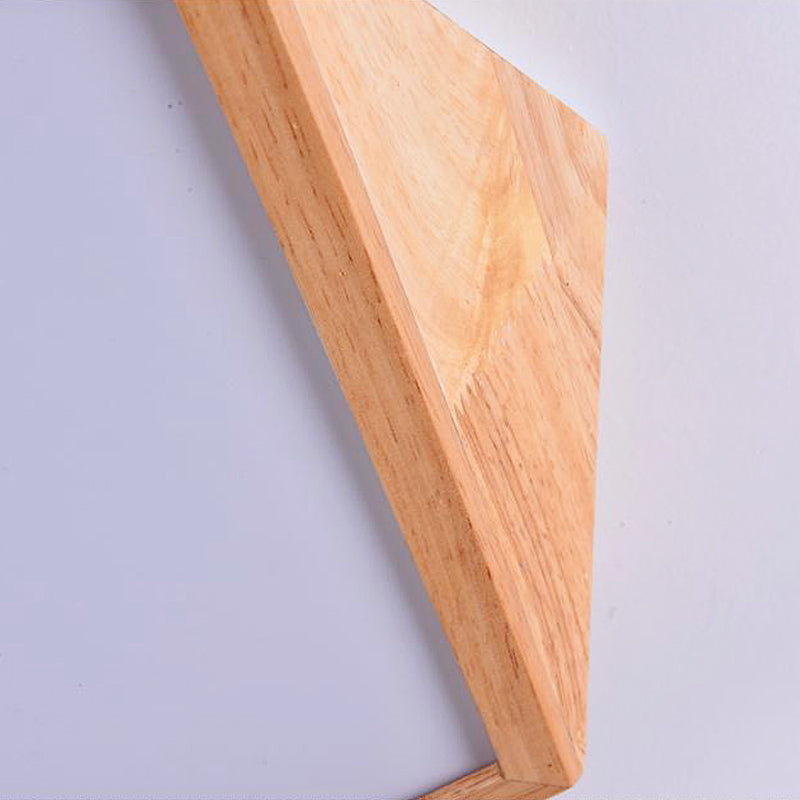 Geometric LED Lighting Fixture Modern Wooden 1-Light Living Room Flush Mount Ceiling Lamp, 15"/19" Wide