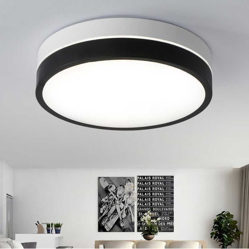 Black Drum Flush Mount Lamp Nordic Acrylic Shade 15"/19"/23" Dia LED Ceiling Flush Mount for Living Room in Warm/White