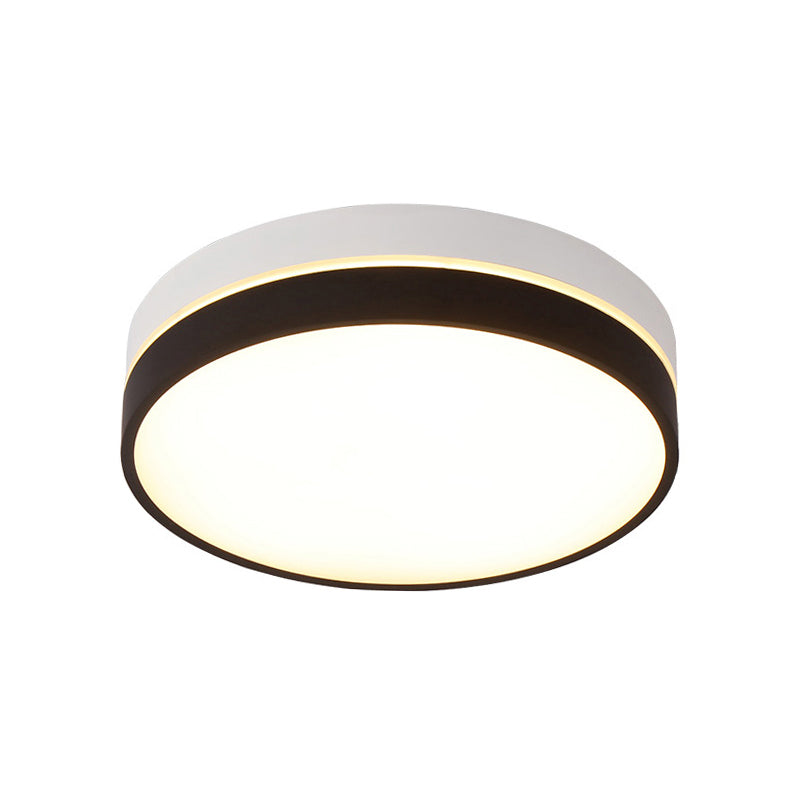 Black Drum Flush Mount Lamp Nordic Acrylic Shade 15"/19"/23" Dia LED Ceiling Flush Mount for Living Room in Warm/White