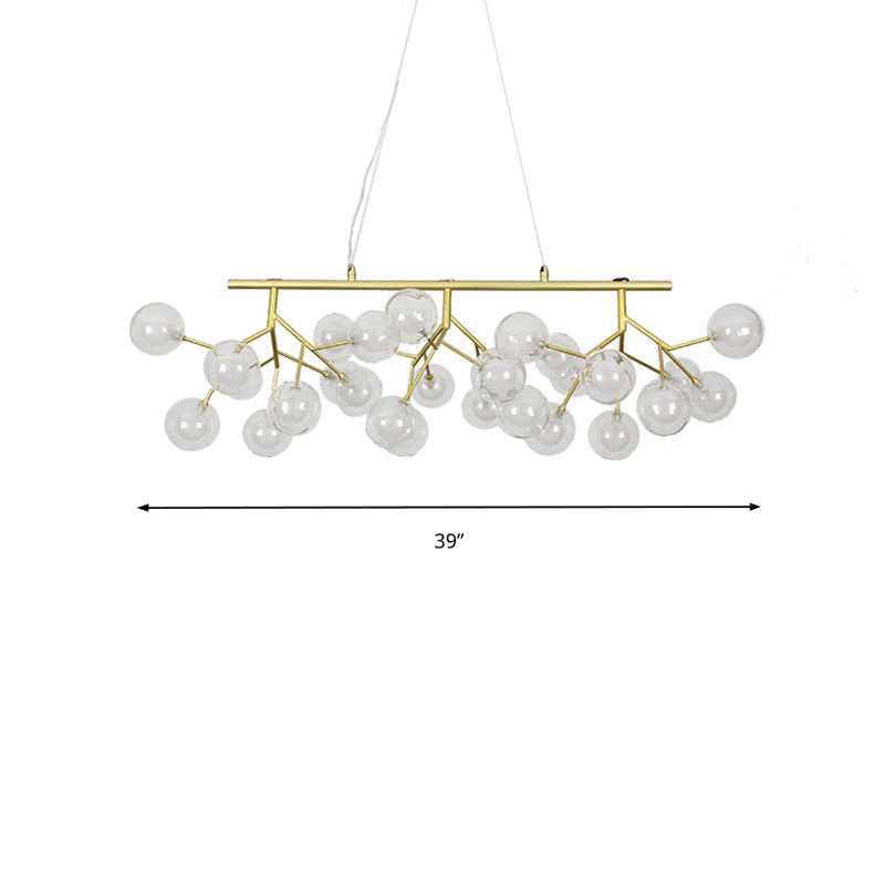 Blase Esszimmer Kronleuchter Licht mit Ast Design Clear Glass 39 "/47" W 27/36-Light Moderne Hanging Lampe in Gold