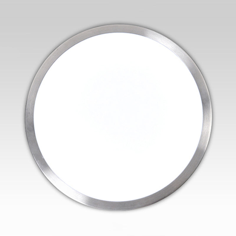 Silver Circular Metal Flush Mount Fixture Simple Style LED Bedroom Ceiling Flush Mount with Acrylic Diffuser, 7.5"/9"/10" Dia