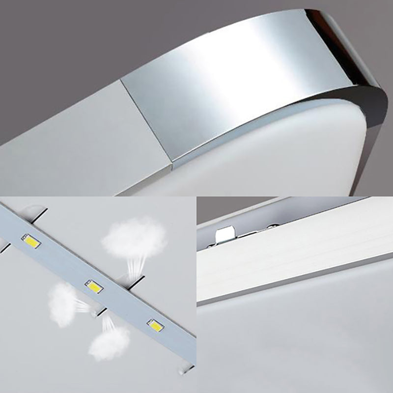 Flat Panel Flush Ceiling Light with Acrylic Diffuser Simple Style White/Silver LED Ceiling Fixture for Living Room in White, 21"/25.5"/36.5" W
