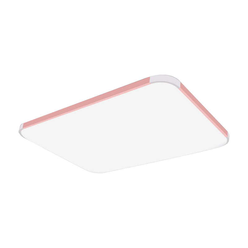 Geometric Flush Mount Lamp Macaron Acrylic Pink/Yellow/Blue LED Flush Mount Lamp, 12"/15"/17" Wide in White/Warm