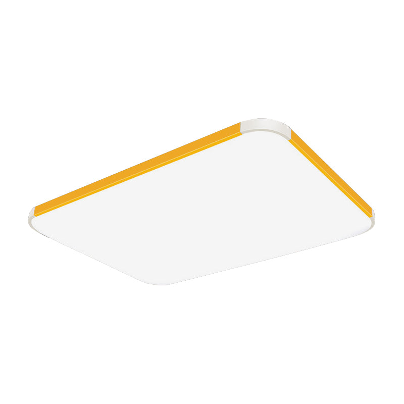 Geometric Flush Mount Lamp Macaron Acrylic Pink/Yellow/Blue LED Flush Mount Lamp, 12"/15"/17" Wide in White/Warm