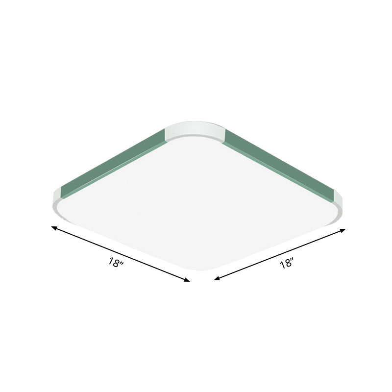 Geometric Flush Mount Lamp Macaron Acrylic Pink/Yellow/Blue LED Flush Mount Lamp, 12"/15"/17" Wide in White/Warm