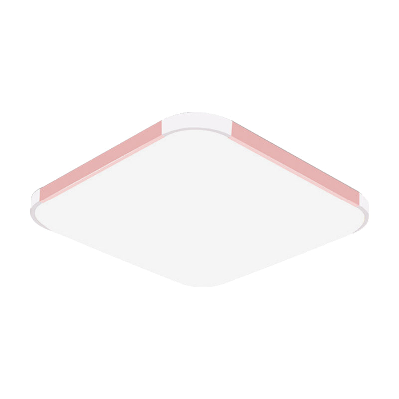 Geometric Flush Mount Lamp Macaron Acrylic Pink/Yellow/Blue LED Flush Mount Lamp, 12"/15"/17" Wide in White/Warm