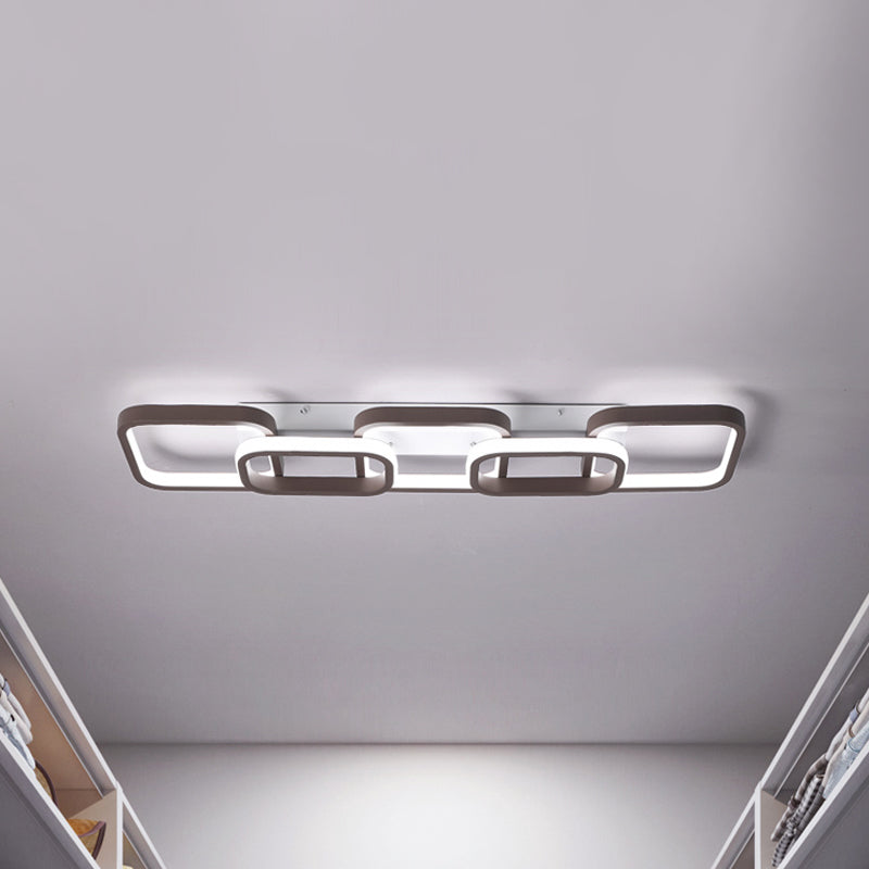 2/3/4 Heads Simple Square Flush Mount Ceiling Lamp Brown Hallway Ceiling Flush Mount in Warm/White