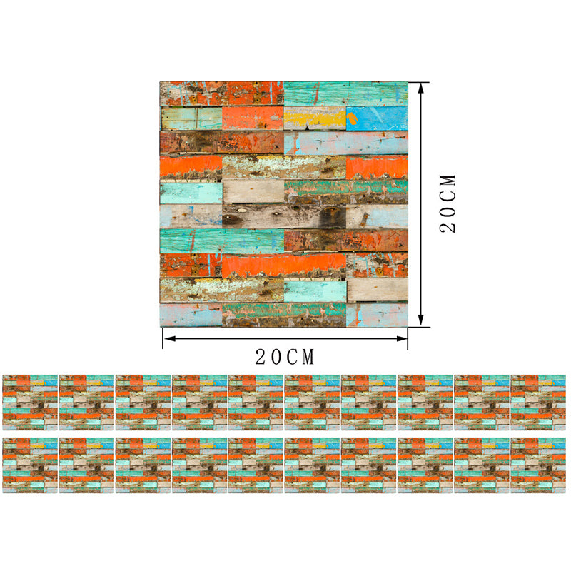 Reclaimed Painted Wood Wallpaper Panels Orange-Blue Rural Wall Covering for Home, Pick Up Sticks