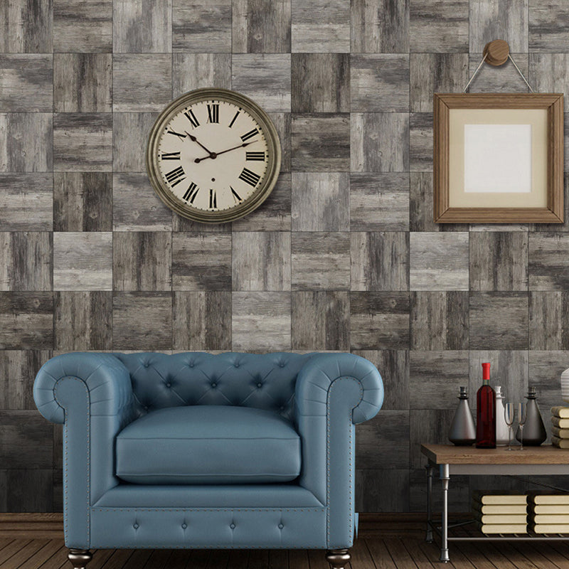 Rural Patchwork Wood Wallpaper Panel Light-Color Peel and Paste Wall Decor for Restaurant
