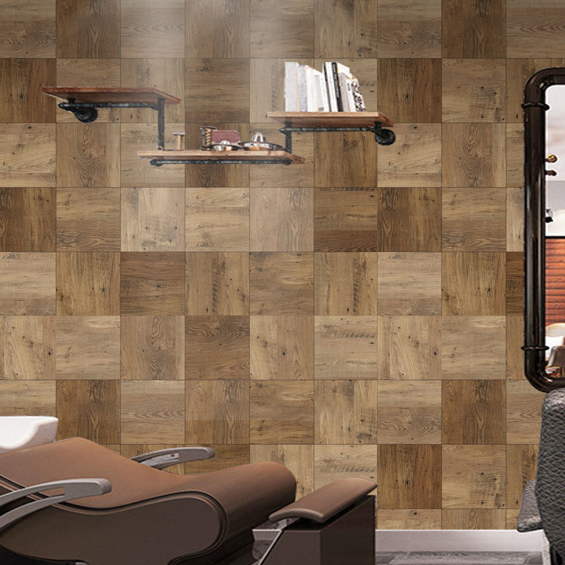 Rural Patchwork Wood Wallpaper Panel Light-Color Peel and Paste Wall Decor for Restaurant