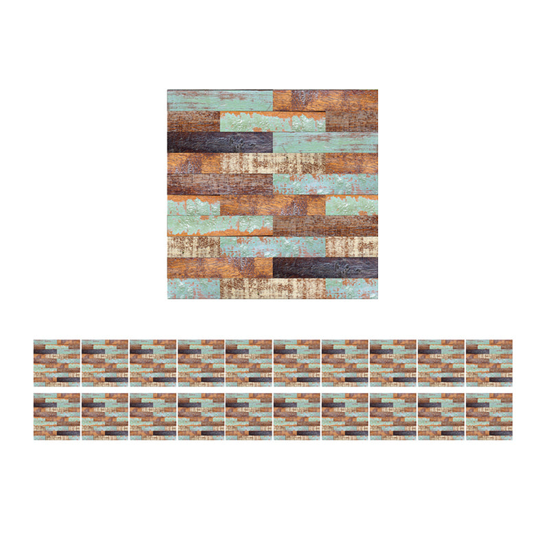 Distressed Shiplap Peel off Wallpaper Panel Orange-Blue Countryside Wall Art for Home