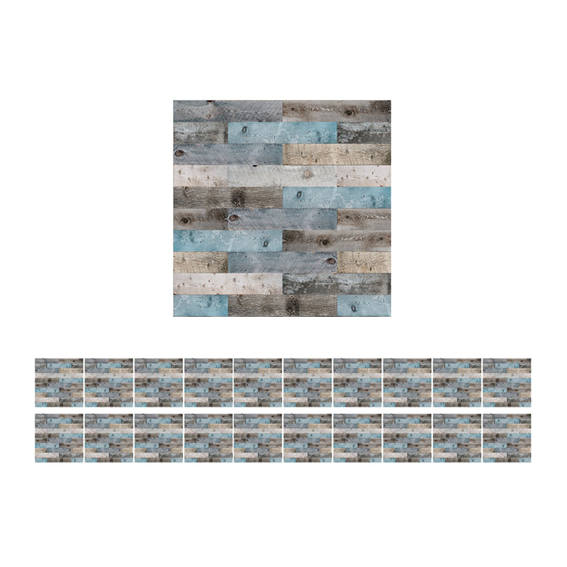 Grey-Blue Repurposed Wood Wallpaper Panel Peel and Stick Wall Covering for Living Room