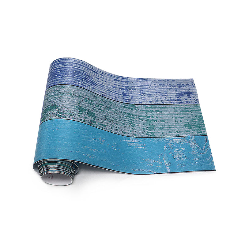 Self-Stick Blue Rustic Wallpaper Roll 9.7-sq ft Reclaimed Barn-Wood Wall Covering for Dining Room