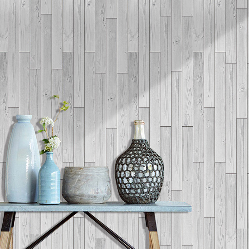 Rural Whitewashed Wood Wallpaper Roll in Grey Peel and Paste Wall Decor for Home