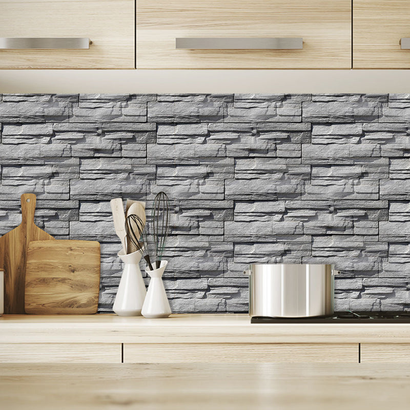 Country Style Brick Wallpaper Roll Dark Color Self Sticking Wall Decor for Bathroom