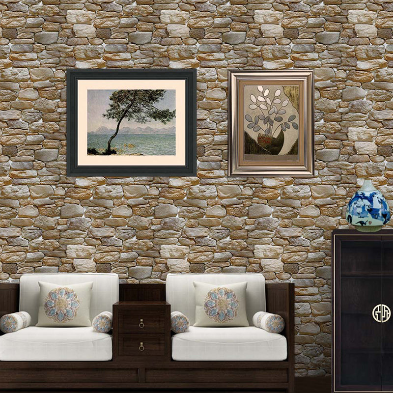 Pebblestone Adhesive Wallpaper Roll in Brown Industrial Wall Art for Living Room