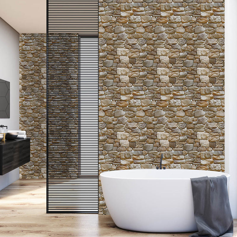 Pebblestone Adhesive Wallpaper Roll in Brown Industrial Wall Art for Living Room