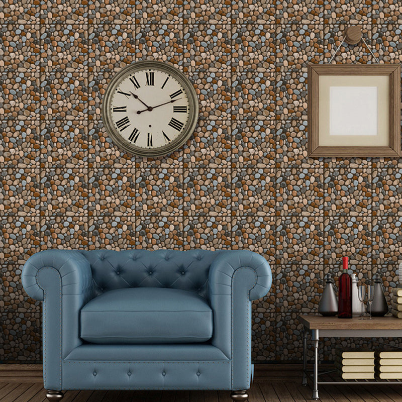Industrial Pebbled Peel Wallpaper for Living Room 8.6-sq ft Wall Covering in Brown