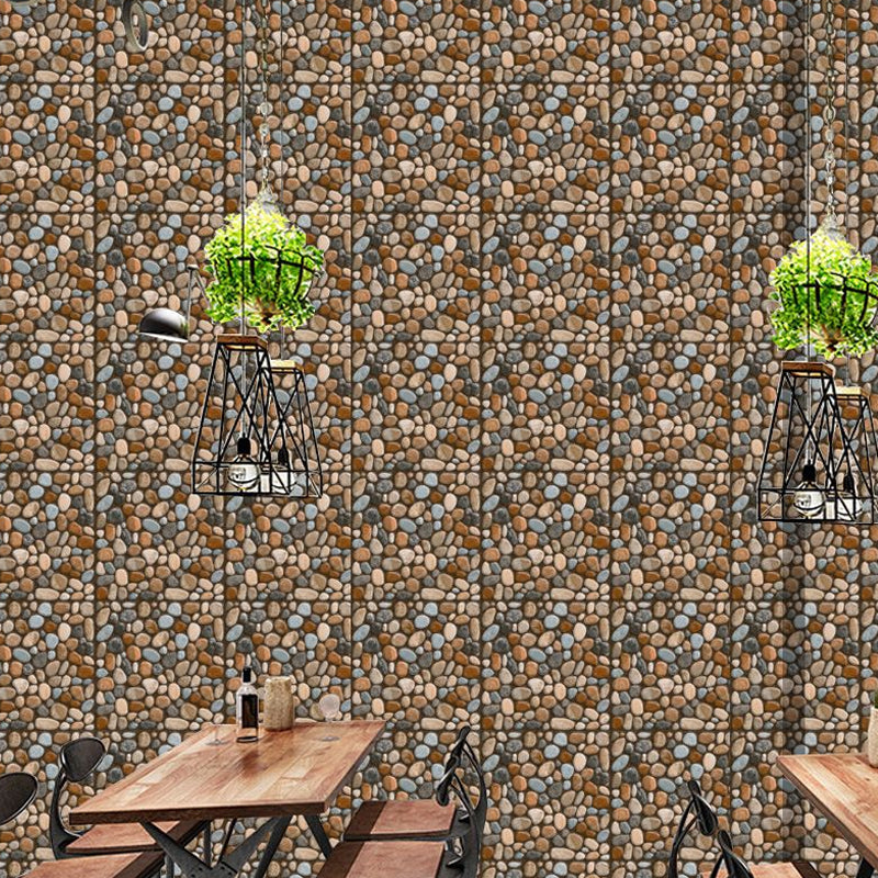 Industrial Pebbled Peel Wallpaper for Living Room 8.6-sq ft Wall Covering in Brown