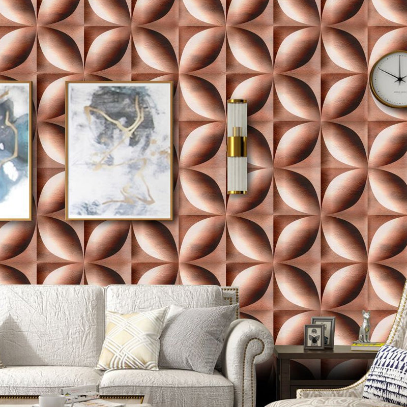 Coffee 4-Petal Flower Wallpaper Panel Geometric Modern Self Adhesive Wall Art for Home