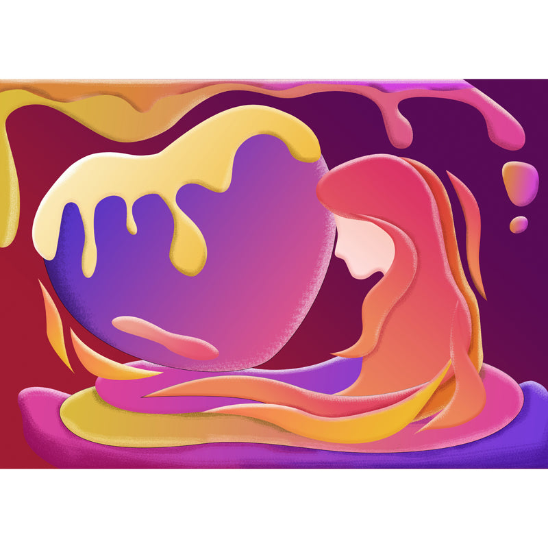 Orange Melting Mermaid Mural Wallpaper Waterproofing Wall Art for Living Room, Optional Size