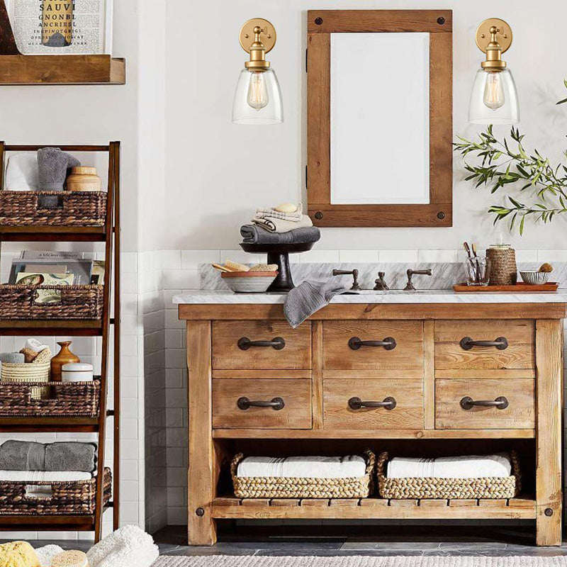 Clear Glass Messing Leuchten-Beleuchtungskegel 1-Bulb Industriewandlampe für Wohnzimmer