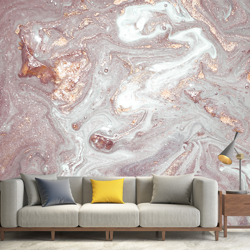 Pink Flow Pattern Mural Decal Faux Texture Look Modern Stain Resistant Wall Art for Home