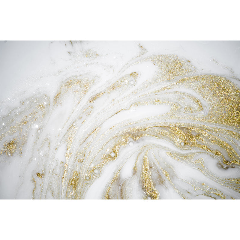 White-Gold Modernist Mural Decal Whole Jewel and Sequins Effect Wall Decor for Living Room