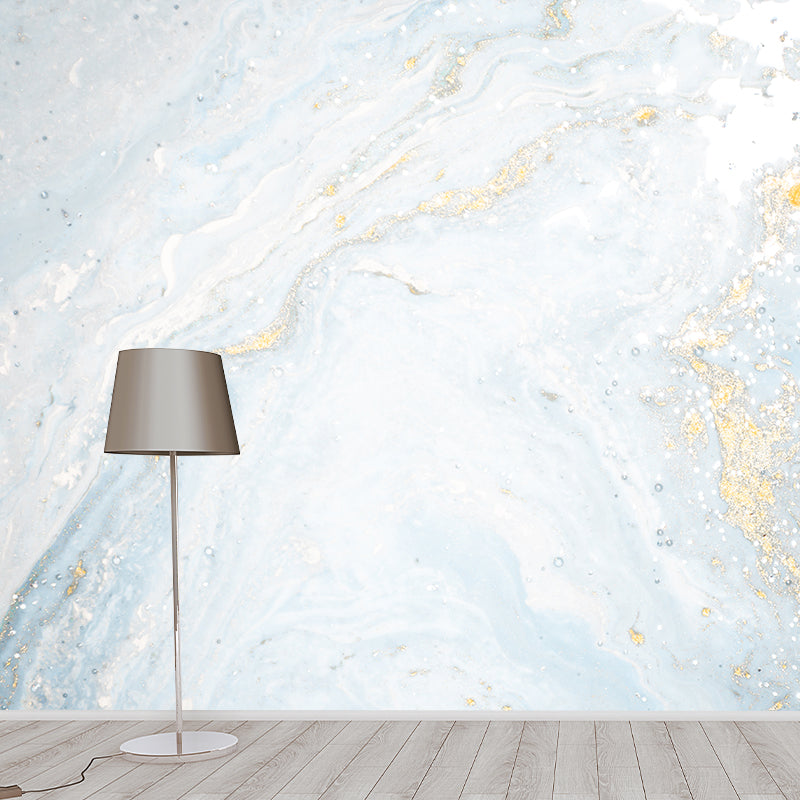 Faux Glitter Texture Mural in Blue-Gold Minimalistic Wall Covering for Accent Wall