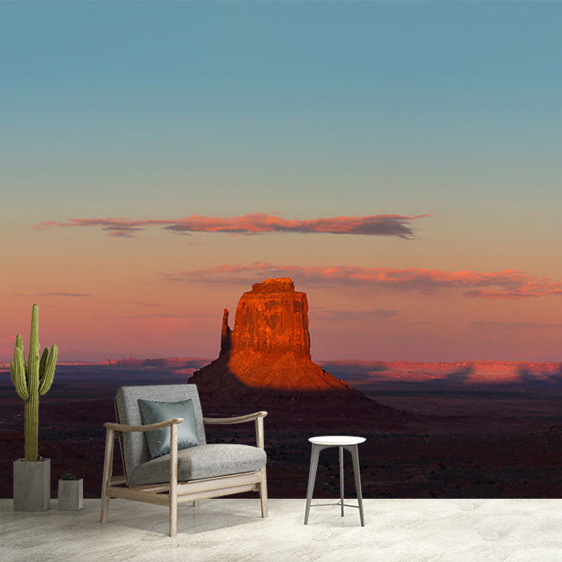 Photography Mountain Valley Mural for Accent Wall, Red-Blue, Personalized Size Available