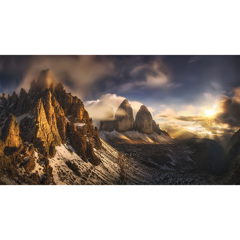 Brown Melting Snow Mountain Mural Waterproofing Modern Living Room Wall Covering