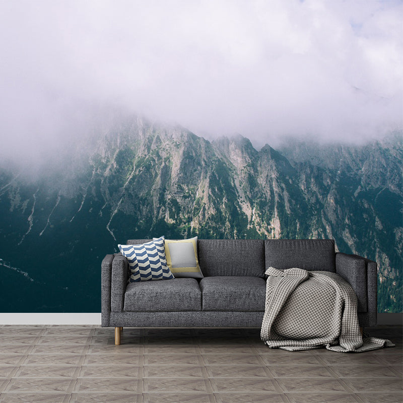 Foggy Mountain Wallpaper Mural Contemporary Waterproof Bedroom Wall Decor, Made to Measure