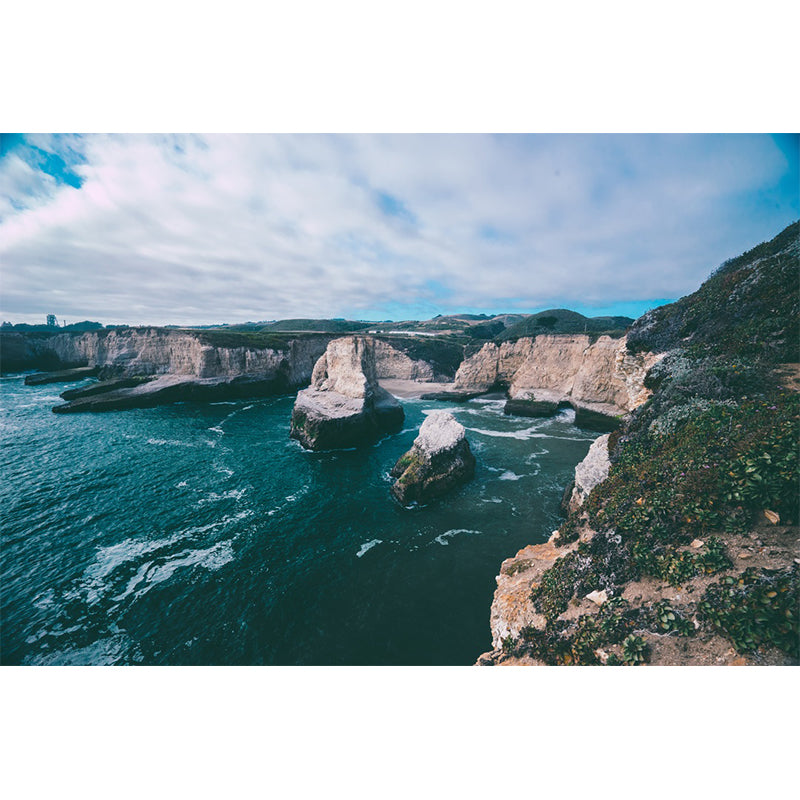 Mountain by the Riverside Mural Blue-Brown Modern Style Wall Covering for Living Room