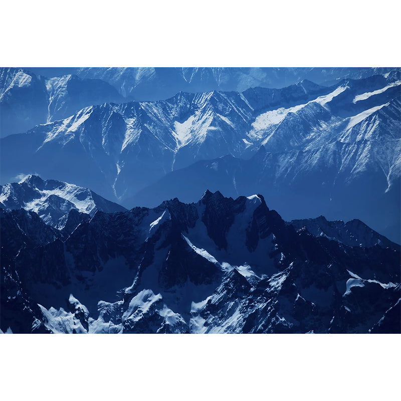 Blue Snow Mountain Mural Wallpaper Landscape Stain-Proof Modernist Wall Decor for Home