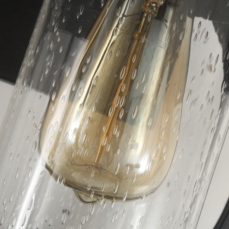 1 Cylindre Light Cylinder Light Vintage Black Clear Creater Glass Wall Lampe avec cadre rond