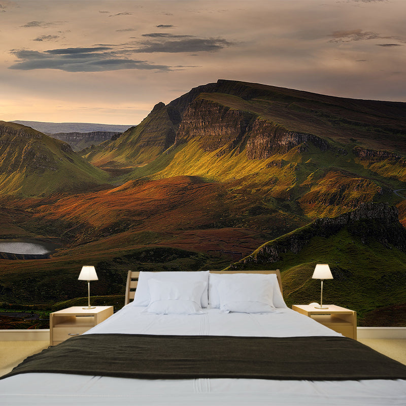 Morning Scenery The Quiraing Mural Modern Smooth Wall Covering in Brown for Bedroom