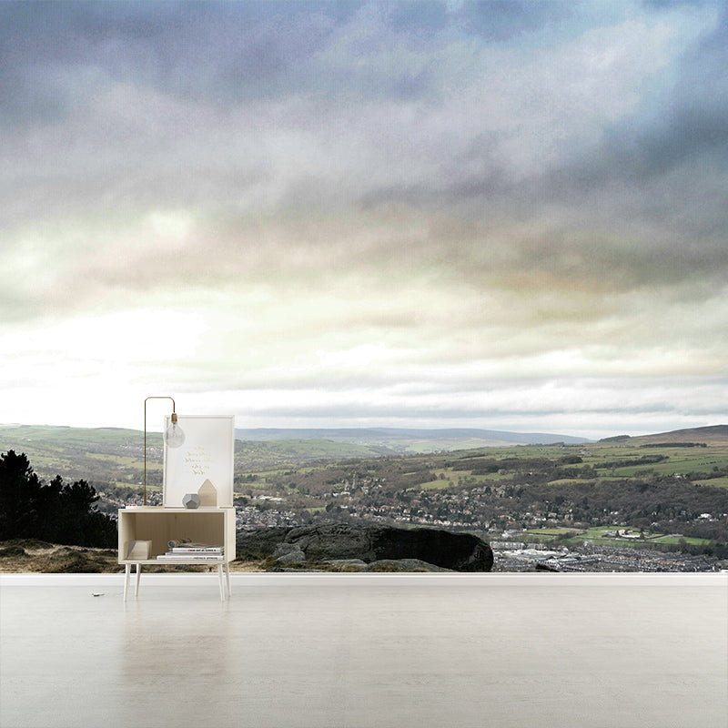 Modern Autumn Wildland Scenery Mural Non-Woven Washable Brown Wall Covering for Home