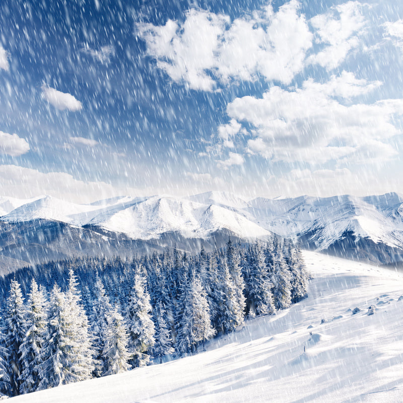 Photography Snowing Mountain Mural Wallpaper for Living Room, White, Personalized Size