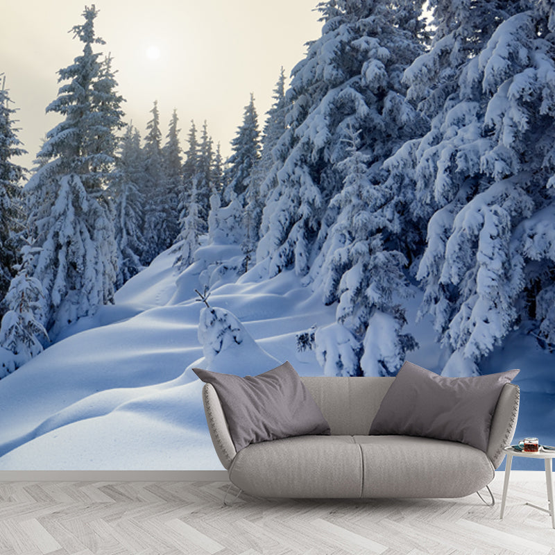 Cypress with Thick Snow Mural Modern Waterproofing Bedroom Wall Art, Made to Measure