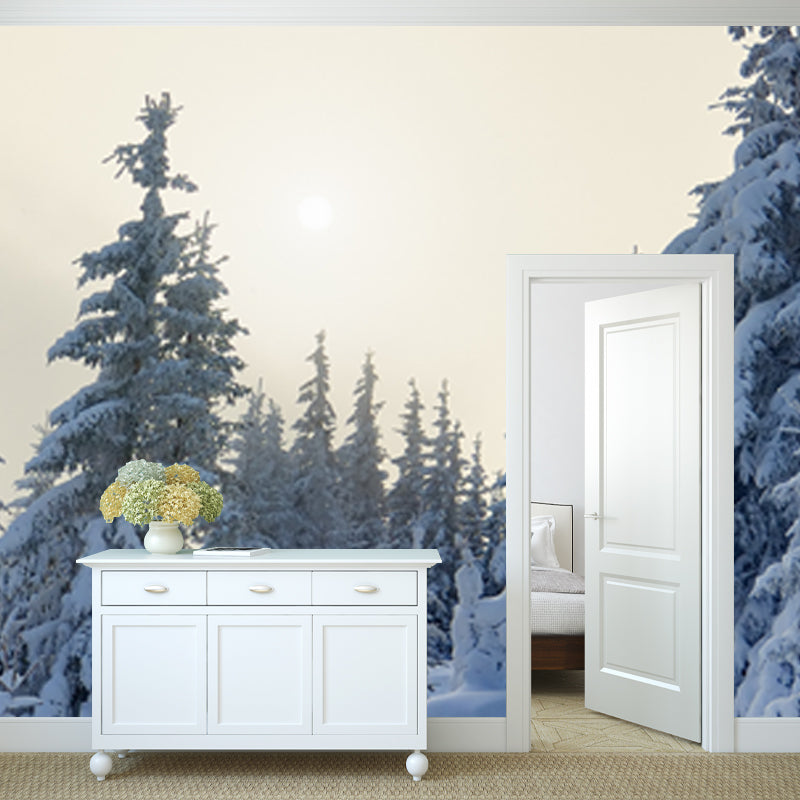 Cypress with Thick Snow Mural Modern Waterproofing Bedroom Wall Art, Made to Measure