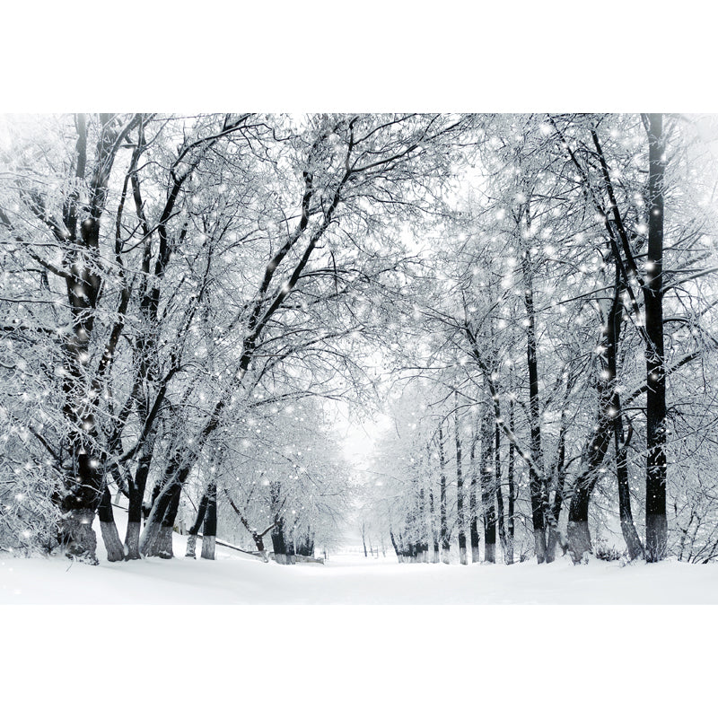 Whole Snowy Empty Street Mural in White Non-Woven Wall Art, Waterproof, Custom Size