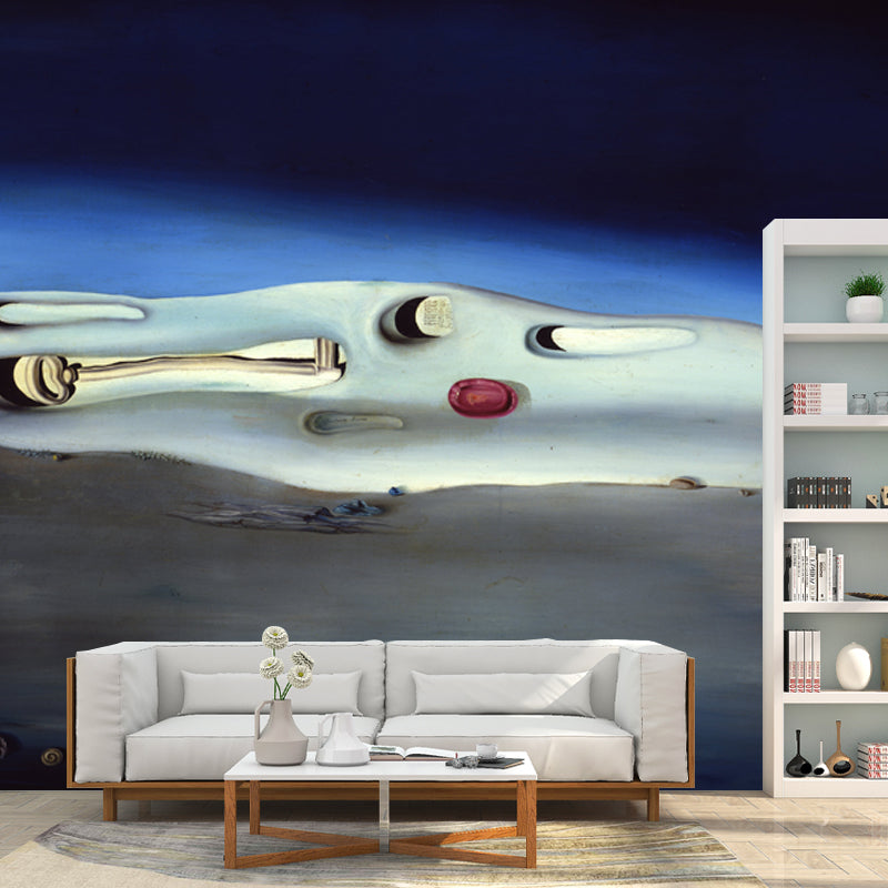Surreal Diurnal Fantasies Mural Wallpaper Blue Moisture Resistant Wall Art for Bedroom