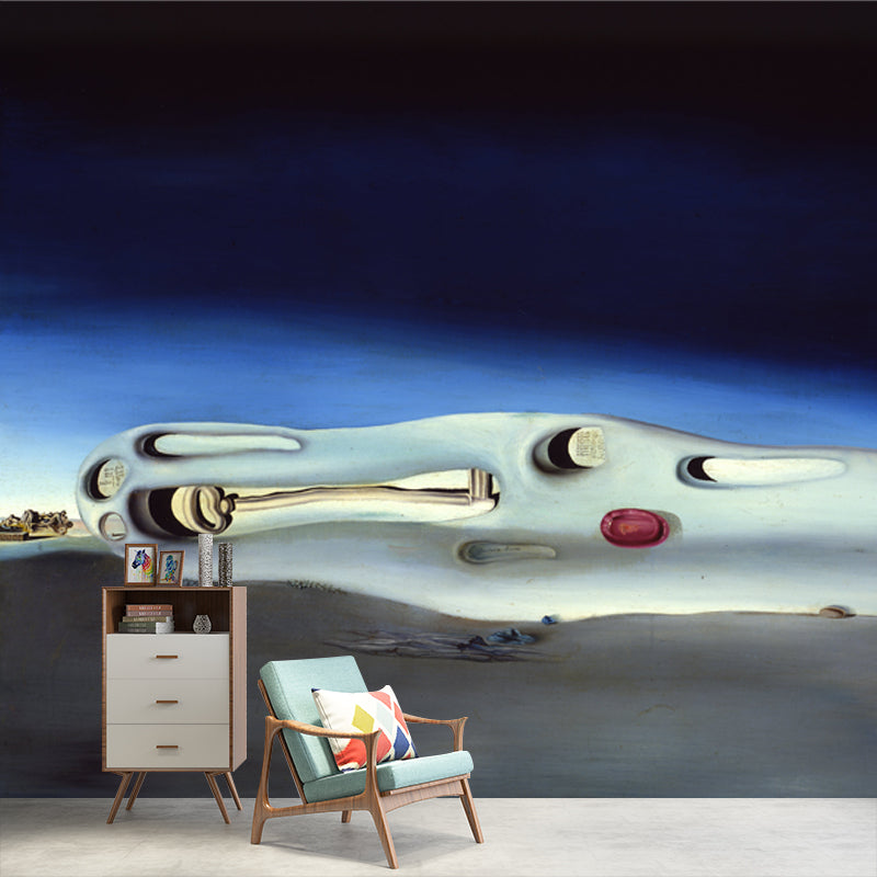 Surreal Diurnal Fantasies Mural Wallpaper Blue Moisture Resistant Wall Art for Bedroom